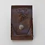 Brown Embossed Leather Cigarette Case with Hand-Finished Details
