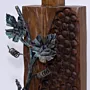 Wooden Candle Holder with Grape Clusters and Artisan Details