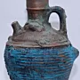 Hand-Aged Blue Decorative Table Jar with Artisan Details