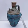 Hand-Aged Blue Decorative Table Jar with Artisan Details