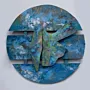 Artisan Round Blue Abstract Design Wall Art for Home and Office