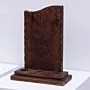 Handmade Dark Engraved Wood Table Decor with Artisan Details