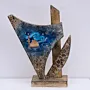 Handmade Blue Abstract Table Decor with Artisan Details