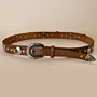 Brown with Ornate Western Buckle Leather Belt with Artisan Finish