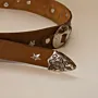 Brown with Ornate Western Buckle Leather Belt with Artisan Finish