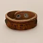 Handmade Brown Embossed with Snap Closure Leather Bracelet