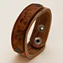 Handmade Brown Embossed with Snap Closure Leather Bracelet
