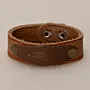 Brown with Red Stitching and Arrow Engraving Leather Bracelet