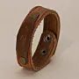 Brown with Red Stitching and Arrow Engraving Leather Bracelet