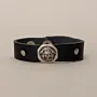 Black with Lion Head Medallion Leather Bracelet with Artisan Finish