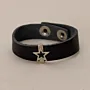 Black with Star Charm Leather Bracelet with Artisan Finish