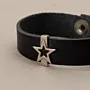 Black with Star Charm Leather Bracelet with Artisan Finish