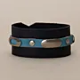 Black and Blue Multilayer Leather Bracelet with Artisan Finish