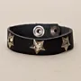 Black with Silver Stars Leather Bracelet with Artisan Finish