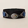 Handmade Black and Blue with Winged Medallion Leather Bracelet