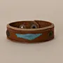 Brown with Turquoise Inlay Leather Bracelet with Artisan Finish