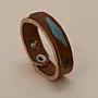 Brown with Turquoise Inlay Leather Bracelet with Artisan Finish