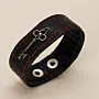 Artisan Black with Red Stitching and Key Charm Leather Bracelet