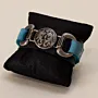 Handmade Turquoise with Ornate Metal Buckle Leather Bracelet