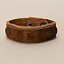 Brown with Embossed Patterns Leather Bracelet with Artisan Finish