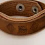 Brown with Embossed Patterns Leather Bracelet with Artisan Finish