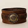 Handmade Wide Brown with Ornamental Medallion Leather Bracelet