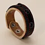 Handcrafted Black with Red Stitching and Dark Stones Bracelet