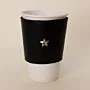 Handcrafted Black Natural Leather Cup Sleeve with Star Design