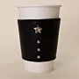 Black Natural Leather Cup Sleeve with Star and Metal Studs