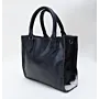 Handcrafted Black Leather Handbag with Structured Top Handles