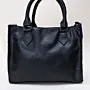 Handcrafted Black Leather Handbag with Structured Top Handles