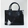Artisan-Made Black Cowhide Leather Handbag with Hand-Finished Details