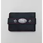 Handcrafted Black Red-Stitched Emblem Wallet with Artisan Character