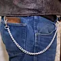 Handcrafted Dark Engraved Chain Biker Wallet with Artisan Character
