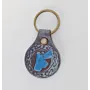 Artisan Natural Leather Keychain with Blue Jordan Map Silhouette