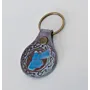 Artisan Natural Leather Keychain with Blue Jordan Map Silhouette