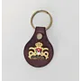 Natural Leather Keychain with Gold Crown Emblem Artisan Design