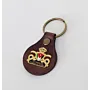 Natural Leather Keychain with Gold Crown Emblem Artisan Design