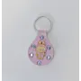 Leather Keychain with Pink Labubu Character Handcrafted Design