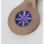 Handcrafted Leather Keychain with Blue and Pink Mosaic Medallion