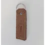 Artisan Natural Leather Keychain with Long Embossed Leather Tag