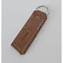 Artisan Natural Leather Keychain with Long Embossed Leather Tag