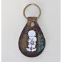 Handcrafted Leather Keychain with Handala Character with Flowers