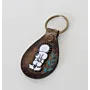 Handcrafted Leather Keychain with Handala Character with Flowers