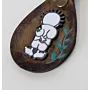 Handcrafted Leather Keychain with Handala Character with Flowers