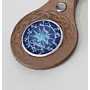 Handmade Natural Leather Keychain with Blue Snowflake Medallion
