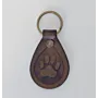 Artisan Natural Leather Keychain with Embossed Animal Paw Print