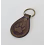 Artisan Natural Leather Keychain with Embossed Animal Paw Print