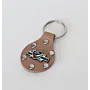 Artisan Natural Leather Keychain with Jordan Flag Colors Design