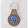 Leather Keychain with Aquarius Zodiac Emblem Handcrafted Design
